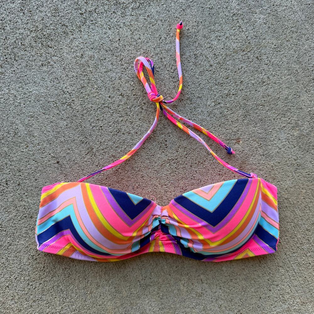 Victoria's Secret 34C Rainbow Stripe Underwire Bandeau Bikini Top